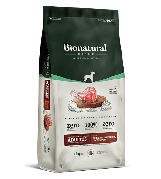 BIONATURAL PRIME CÃES RAÇAS GRANDES E GIGANTES ADULTOS CORDEIRO