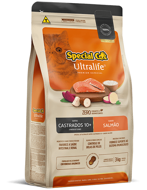 SPECIAL CAT ULTRALIFE GATOS CASTRADOS 10+ SABOR SALMÃO