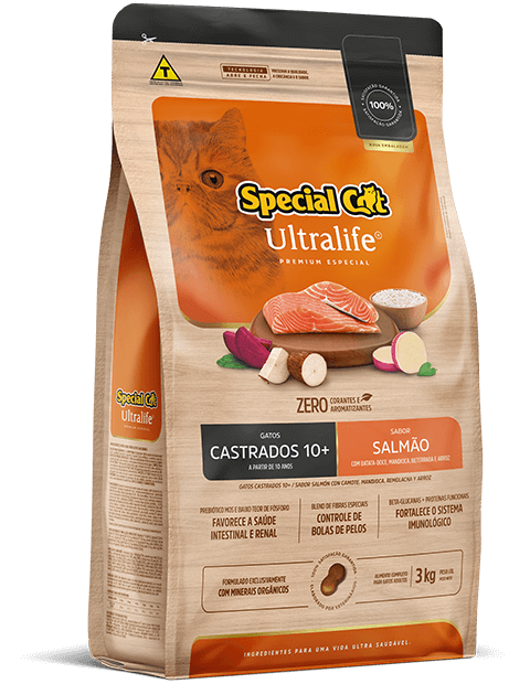 SPECIAL CAT ULTRALIFE GATOS CASTRADOS 10+ SABOR SALMÃO