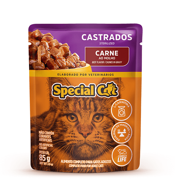 SPECIAL CAT WET FOOD STERILIZED ADULT CATS BEEF FLAVOR CHUNKS IN GRAVY