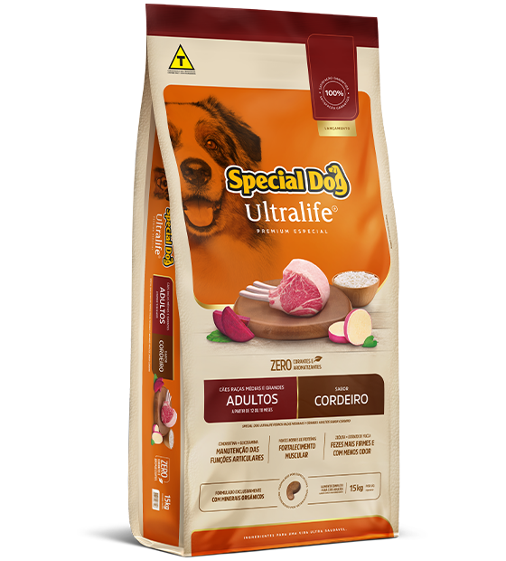 SPECIAL DOG ULTRALIFE CÃES RAÇAS MÉDIAS E GRANDES ADULTOS SABOR CORDEIRO