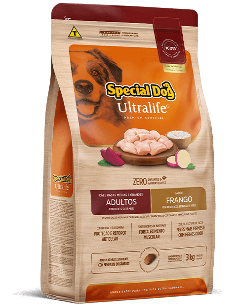 SPECIAL DOG ULTRALIFE CÃES RAÇAS MÉDIAS E GRANDES ADULTOS SABOR FRANGO