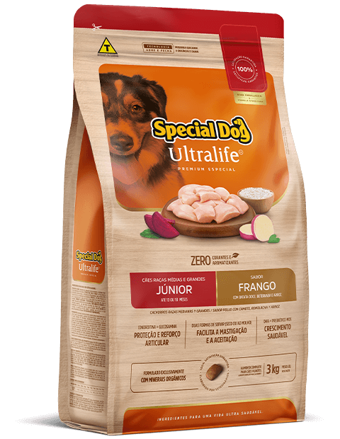 SPECIAL DOG ULTRALIFE CÃES RAÇAS MÉDIAS E GRANDES JÚNIOR SABOR FRANGO