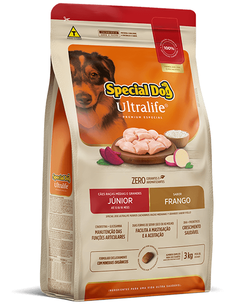 SPECIAL DOG ULTRALIFE CÃES RAÇAS MÉDIAS E GRANDES JÚNIOR SABOR FRANGO