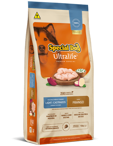 SPECIAL DOG ULTRALIFE CÃES RAÇAS MÉDIAS E GRANDES LIGHT / CASTRADOS SABOR FRANGO