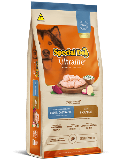 SPECIAL DOG ULTRALIFE CÃES RAÇAS MÉDIAS E GRANDES LIGHT / CASTRADOS SABOR FRANGO
