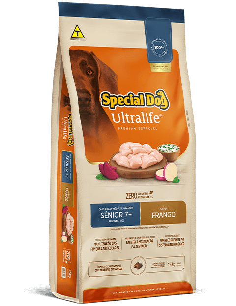 SPECIAL DOG ULTRALIFE CÃES RAÇAS MÉDIAS E GRANDES SÊNIOR 7+ SABOR FRANGO