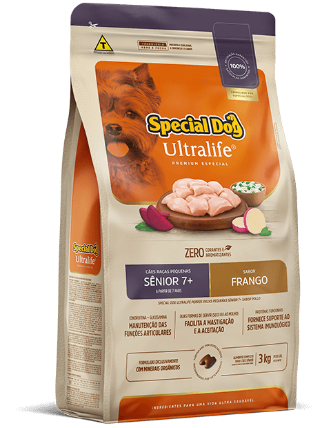 SPECIAL DOG ULTRALIFE CÃES RAÇAS PEQUENAS SÊNIOR 7+ SABOR FRANGO