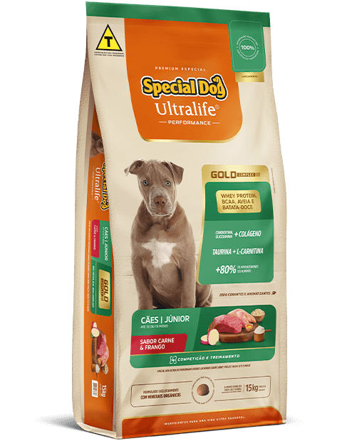 SPECIAL DOG ULTRALIFE PERFORMANCE CÃES JÚNIOR SABOR CARNE E FRANGO