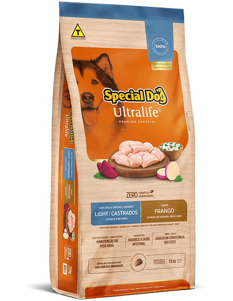 SPECIAL DOG ULTRALIFE PERROS RAZAS MEDIANAS Y GRANDES LIGHT / CASTRADOS SABOR POLLO